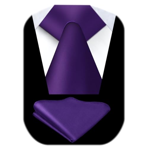 URAQT Cravatta Uomo Tinta Unita e Fazzoletto, 8CM Elegante Classico