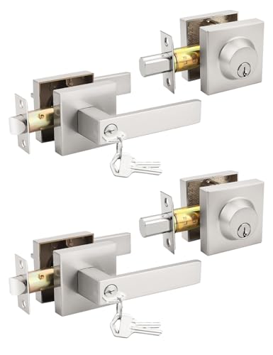 Brushed Nickel Keyed Alike Door Lever and Deadbolt Set