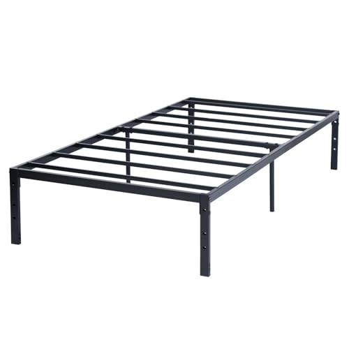 FurnitureR Single Metal Platform Bed Frame, Minimalist Adults Bed Base, Strong Slat Support, Easy...