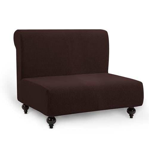 TIANSHU Housse Clic Clac Extensible, Housse de Canapé Clic Clac 2 Places Ajustable élastique Jacquard Canapé-lit Housse Protection(2 Places, Chocolat)