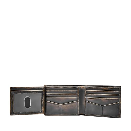 Fossil-Mens-Wade-Leather-Bifold-with-Flip-ID-Wallet-Black-Model-ML3882001
