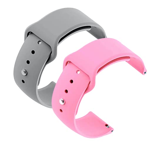 Image of YODI New Accessories Silicone 22MM Strap Belt Band for Smart Watch (Set of 2 Color) Combo Pack (Smart Watch NOT Included) (Grey-Pink)