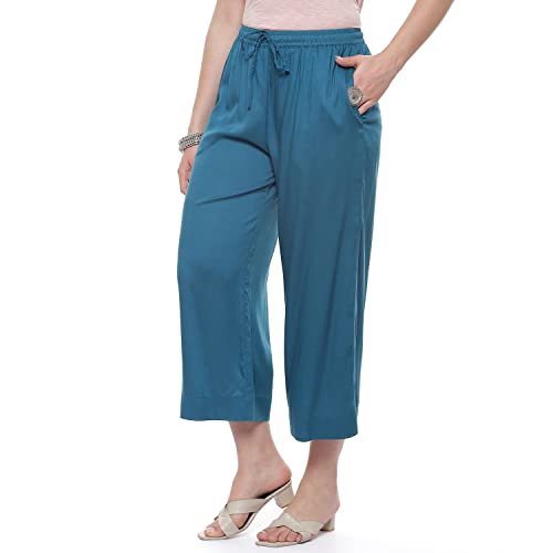 Image of BIBA Women Rayon Regular Solid Pants