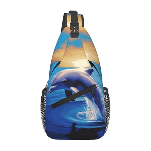 Morrales tipo bolso Cross Chest Sling Bag Elegant Dolphin miniatura 1