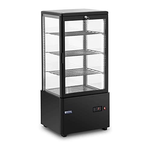 Royal Catering Vitrina Refrigerada Para Hostelería RCCC-78-BT (Capacidad: 78 L, Temperatura: 2-10 °C, Con 4 niveles e iluminación LED)