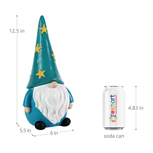 Exhart Glowing Led Starfish Hat Gnome Statue, Battery Timer, Durable Resin Garden Décor, 6"X5"X12.5" #TOP3