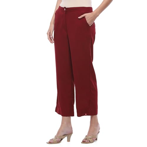 Image of BIBA Women Cotton Loose Solid Pants