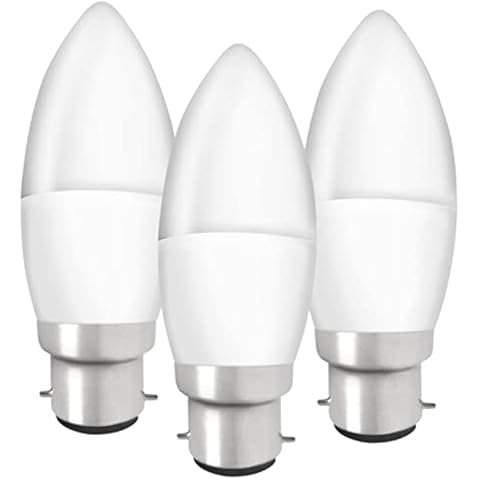 LED Candle Light Bulbs BC Bayonet, 3 Pack, Long Lasting Candle B22 LED Lamps, 5w (40w Equivalent) Warm White, 470 lumens, 15000 Hour Lifespan, Energy Saving Bulbs Cover