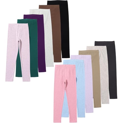 12 Pack Girls Leggings Soft Basic Pants for Girls Stretchy Full Length Leggings for Kids