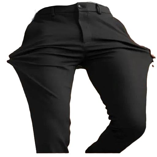 Men’s Stretchable Trousers – Black Solid Regular Fit Pants | Lightweight Comfortable Formal & Casual-picture-51