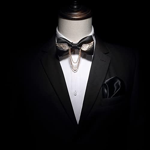 Set de corbata de moño y pañuelo de seda para hombre