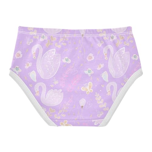 Toddler Underwear Custom 2t Cotton Girl Panties Cute Pattern Undies Kids Briefs Elegant Swans Purple2