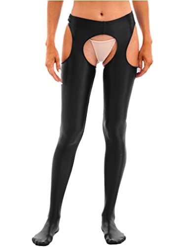 Sxiwei Woman's Oil Silk Hollow Out Opaque Tights Pantyhose Suspender Thigh High Stockings Pants2