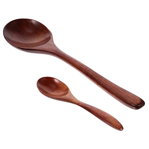 BRIGHTFUFU 2Pcs Wooden Spoons Rice Spoon Dessert Scoop Portable Salad Utensils for Home Use Lightweight and Smooth Finish for Safe Serving