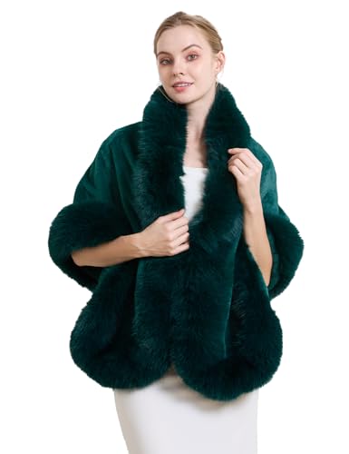 BEAUTELICATE Chal Estola de Pelo Mujer Invierno Boleros para Fiesta Novia Bodas Halloween Navidad (Verde Musgo)