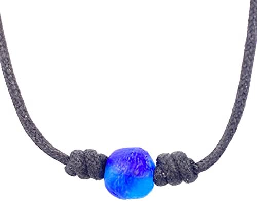 Mens Surfer Sea Glass Necklace - Men Surfing Seaglass Waterproof, Hawaii Jewelry, Hawaiian Vibes, Women Cute Choker, Beach Aesthetic Accessories, African Ocean Recycle Bead, Summer (Ocean Mix)
