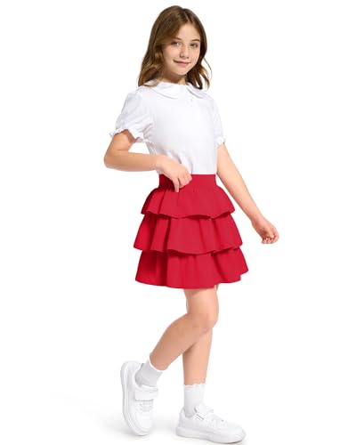 Image of KEREDA Girls Skirt Kids Casual 3-Layer Ruffle Skort School Uniform Skirts for Girls