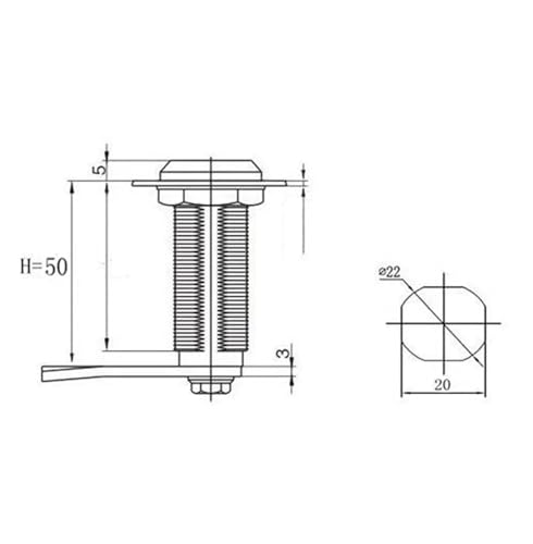 Serrure à quatre angles MS705-50 en acier inoxydable robuste