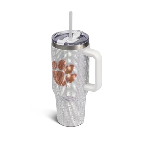 Image of The Memory Company Officially Licensed 40oz White Bling Game Day Tumbler, Clemson University