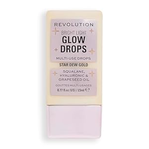 Revolution Beauty London, Bright Light Glow Highlighter Drops, Liquid Highlighter for Face, Infused with Hyaluronic Acid, Vegan & Cruelty-Free, Star Dew, 0.77 fl oz