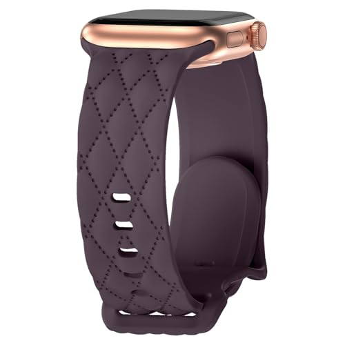 Silicone Band for Apple Watch Bands for Women 40mm 38mm 41mm 44mm 46mm 45mm 42mm,Designer Checkered Engraved Bow Sport Strap Replacement WristBands for iWatch Series 11/10/9/8/7/SE 3/S E2/SE/6/5/4/3