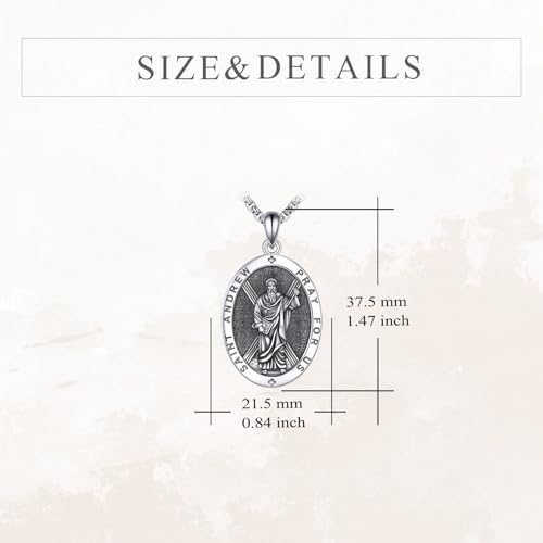 Saint Necklace 925 Sterling Silver Patron Saint Medal Pendant Amulet Protection Religious Jewelry for Men Women with 2.5mm 22"+2" Steel Chain (with Gift Box)4