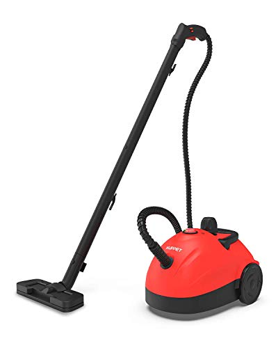 KUPPET 1500W Multi-Purpose Steam Cleaner with 13 Accessories, 1.2L Tank Household Steamer for Rolling Cleaning, Pressurized Steam Cleaning for Most Floors, Carpet, Windows, Cars, Red