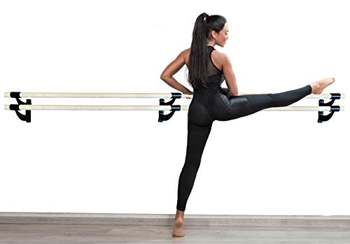Pro-Gymnastics Ballet Barre 28 FT Long Double Bar Black 2.0” Diameter - Fixed Height Wall Mount Ballet Barre System Traditional Wood, Home or Studio Ballet Bar, Dance, Stretch Bar, Dancing/Stretching
