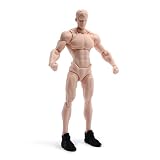 SOUFORCE 1/12 Scale Muscular Male Body 6in Pale Skin Strong Flexible Body Figure Model Doll Miniature Figure Body