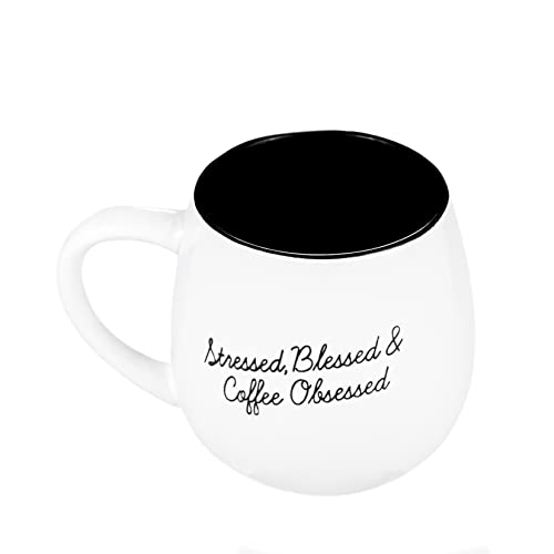 Amici-Home-Stressed-Blessed-Coffee-Obsessed-Coffee-Mug-Coffee-Latte-Tea-and-Hot-Chocolate-Cups-Ceramic-Coffee-Mugs-for-Coffee-Lovers-Black-White-Large-Coffee-Mug-20-Ounces Amici Home Stressed Blessed Coffee Obsessed Coffee Mug Coffee Latte Tea and Hot Chocolate Cups Ceramic Coffee Mugs for Coffee Lovers Black White Large Coffee Mug 20 Ounces
