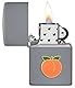 Zippo Sturmfeuerzeug - Foodie Pfirsich, Flat Grey, Emblem - Nachfüllbar - Wiederverwendbar - Windfestes Design - Geschenkbox - Made in USA
