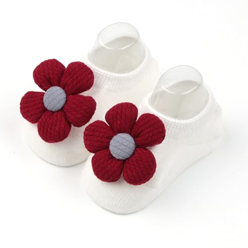 BAHREL Baby Non Slip Grip Socks Baby Girl Socks Look Like Shoe Toddler Ant-Slip Socks with Grips Cute Bows Floor Shoes Socks (Color : Safflower, Size : 12-24 Months)