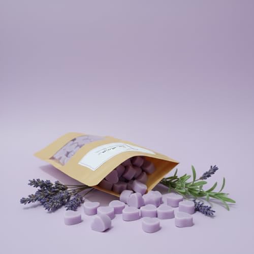 Image of Wax Melts | Organic Soy Wax | Essential Oil Infused | Lavender Fragrance | Heart Shape Aroma Melts | Relaxing Room Freshener | Safe Smoke-Free Scent | 80 GMS