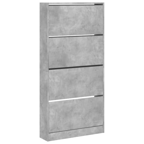 Helloshop26 - Armario para zapatos, almacenamiento de zapatos, pasillo, salón, 4 cajones abatibles, hormigón, color gris 02_0021378