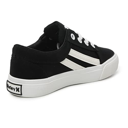 Hurley Boardy Lace-Up Skateboard Shoe - Low Top Lace-Up Sneaker - Fashionable Skater Shoe For Boys & Girls - Lightweight Classic Casual Kids Skates Black White #TOP2
