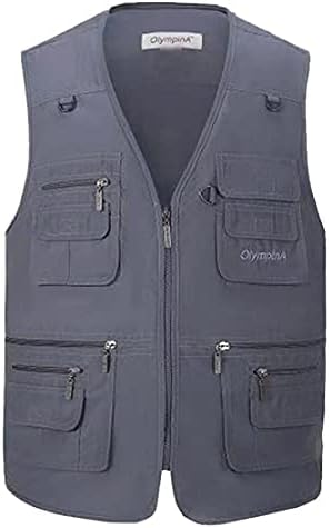 Hwalleum Men's Multifunctional Outdoor Casual Gilet, Mens Summer Lightweight Vest Waistcoat Safari Multi Pocket Working Fishing Hunting Hiking Gilets Jacket Breathable Quick Dry Photography Top