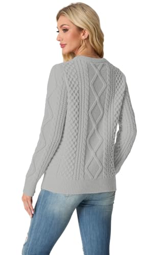 Image of GRECERELLE 2026 Womens Fall Winter Long Sleeve Casual Pullover Sweater Tops | Crewneck, Cable Knit, Chunky, Vintage Style, Anti-static(XS-2XL)