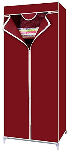 Armoire de penderie pliable en tissu rouge vin