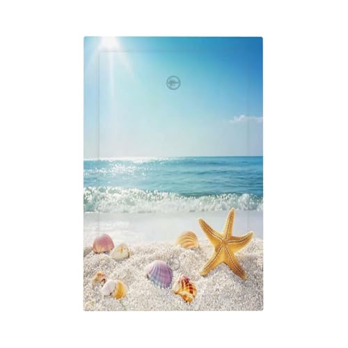 Nijuodnijir Light Switch Cover Plate Summer Beach Colorful Seashell Starfish 1 Gang No Device Blank Electrical Wall Plates Faceplate Decorative Switch Plate For Kids Room Nursery Decor