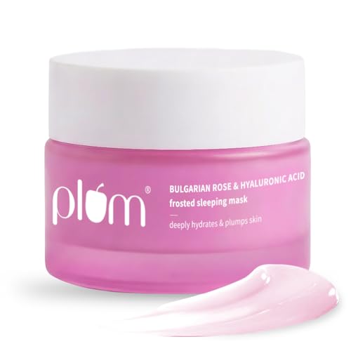 Image of Plum Bulgarian Rose & Hyaluronic Acid Frosted Sleeping Mask | Overnight Hydration| Mattifying sorbet texture | 50g