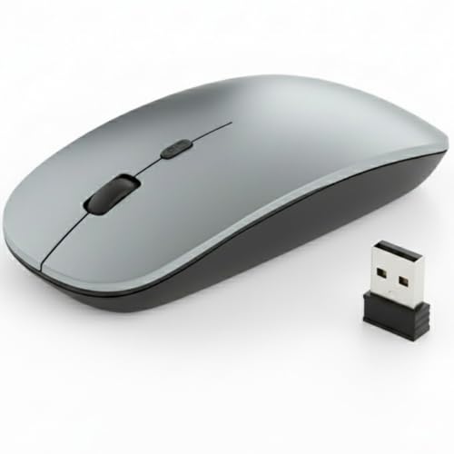 Image of Wireless Mouse, Ergonomic 2.4G Optical Wireless Mouse with 6 Buttons, 800 /1200 /1600 DPI, Portable Mouse with USB Receiver for Laptop, MacBook, Desktop - Grey