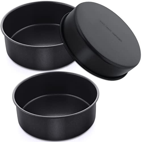 P&P Chef 6 Inch Cake Pans Set Of 3, Non-Stick Round Baking Pans Bakeware For Layered Cakes, Non-Toxic, Stainless Steel Core & Leak-Proof, Black #TOP8