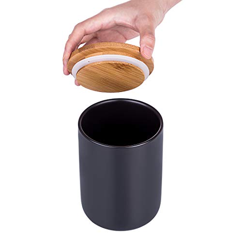 Food Jars Containers, Hmane Simple Design Ceramic Storage Jar Sealed Canisters With Lid For Coffee Tea Spice And More - (Black) #TOP3
