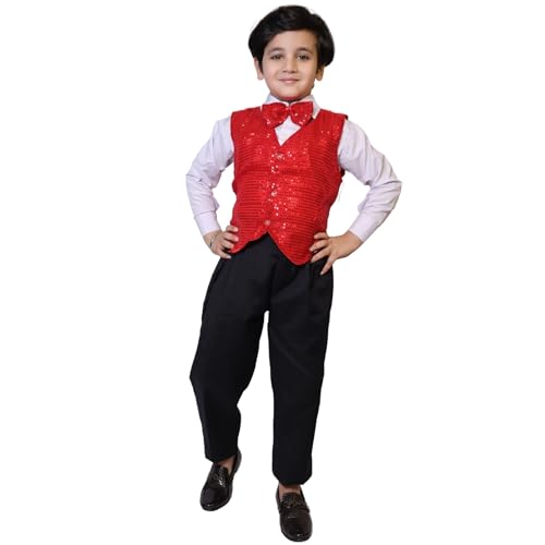 Image of Kaku Fancy Dresses Plain Waistcoat for Kids /Plain Jacket for Kids | Sequin Work Shinning Waist Coat For Annual Day Dance Competition (Only Jacket /Waistcoat - Shirt & Pant Not Included)