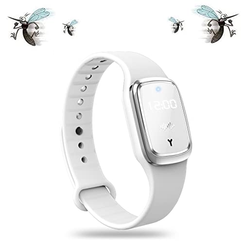 Hrwxear Ultrasonido Pulsera Repelente,Pulseras Antimosquitos,Pulsera Antimosquitos,Biónico,No tóxico,Electrónico Pulseras para Niños Y Adultos,para Camping, Senderismo, Pesca,Blanca