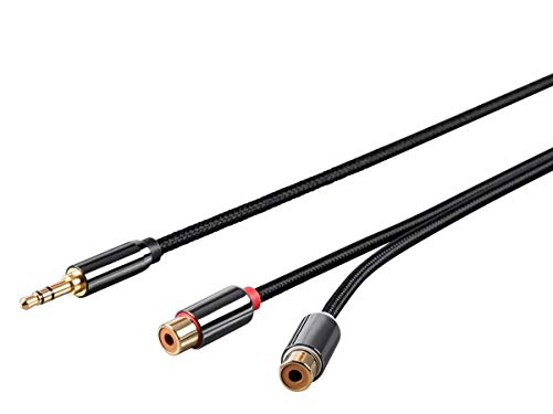 Monoprice 3.5mm Stereo Male to RCA Female Jack Auxiliary Cable - 1.5 Feet