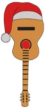 Happy Holiday Season Christmas Hat with Guitar Instrument with Iron-on Patch - Variety of Colors (4" inches, Pink)