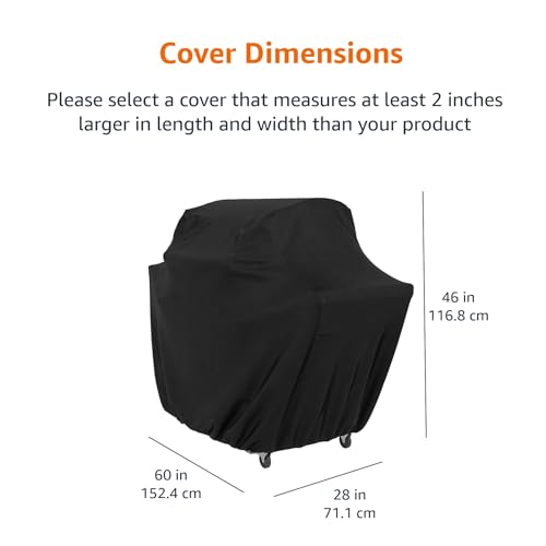 Gas Grill Barbecue Cover for Outdoor, Waterproof, Anti-UV, Durable Heavy Duty, 60 inch, Medium, Black