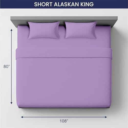 Image of SGI 108 inchx80 inch 4 Pc Short Alaskan King Sheet Set 600 TC 15 inch Deep, Lilac