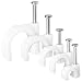 Round Cable Clips - 500-Pack 4mm, 6mm, 8mm, 10mm, 14mm Nail-in Cable Wire Clips, Circle Wire Fastener with Steel Nail, Cable Management for RG6, RG59, CAT5, CAT6, RJ45 Ethernet Dish TV Speaker Cord